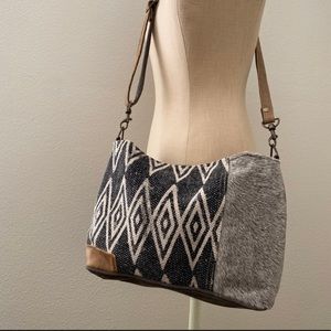 Reposhing Myra Cowhide and canvas crossbody